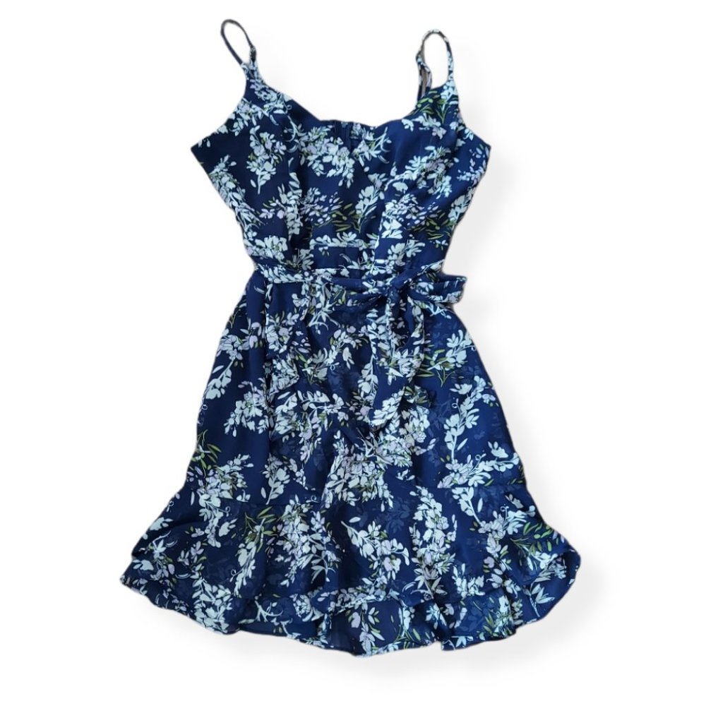 B. Smart Floral Faux Wrap Dress